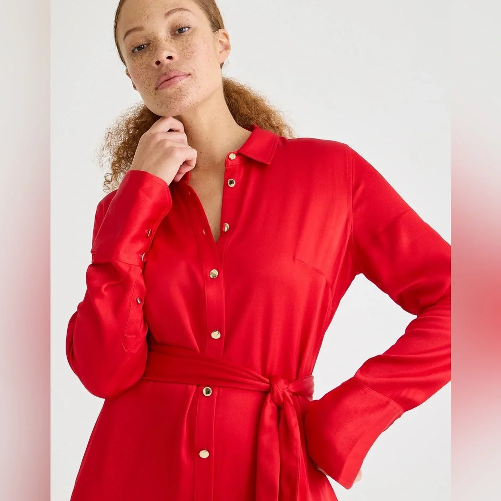 J.Crew Drapey shirtdress in luster crepe BU107